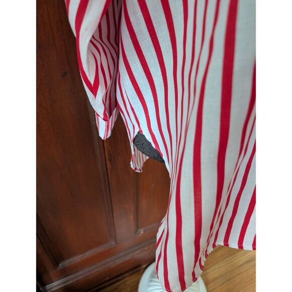 Blair Red & White Striped Button-Up Blouse Long Sleeve Lightweight Size 2XL - Picture 2 of 7